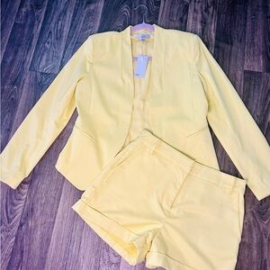 Yellow Blazer and Shorts Set